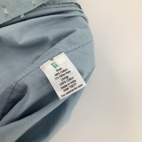 Lauren Conrad Women's L Light Blue Silver Cotton Puff Sleeve Square Neck Top - Picture 4 of 5